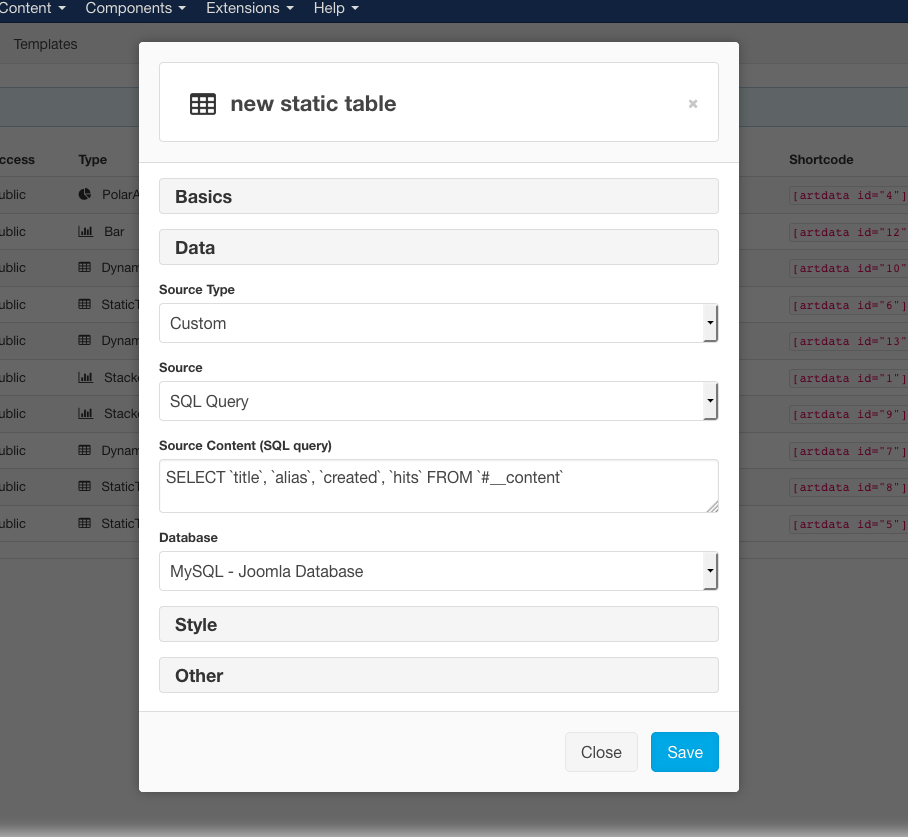 Art Data - Creating a Static Table Visualization